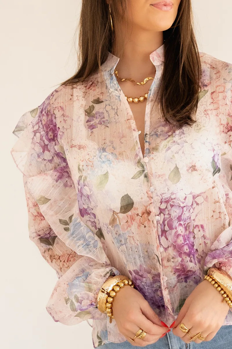 Fenna Flower Blouse Lila |