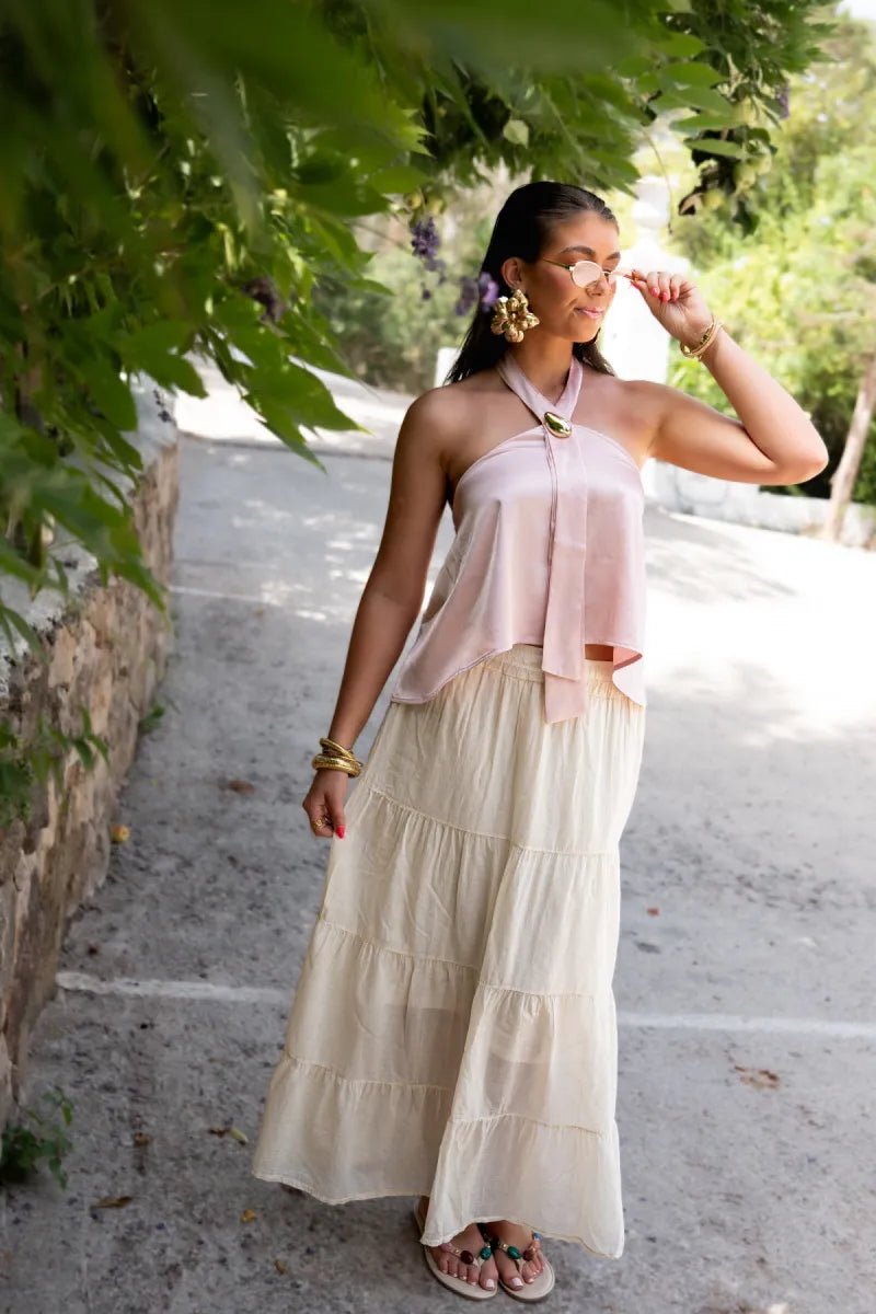 Paola Satin Top Pink|