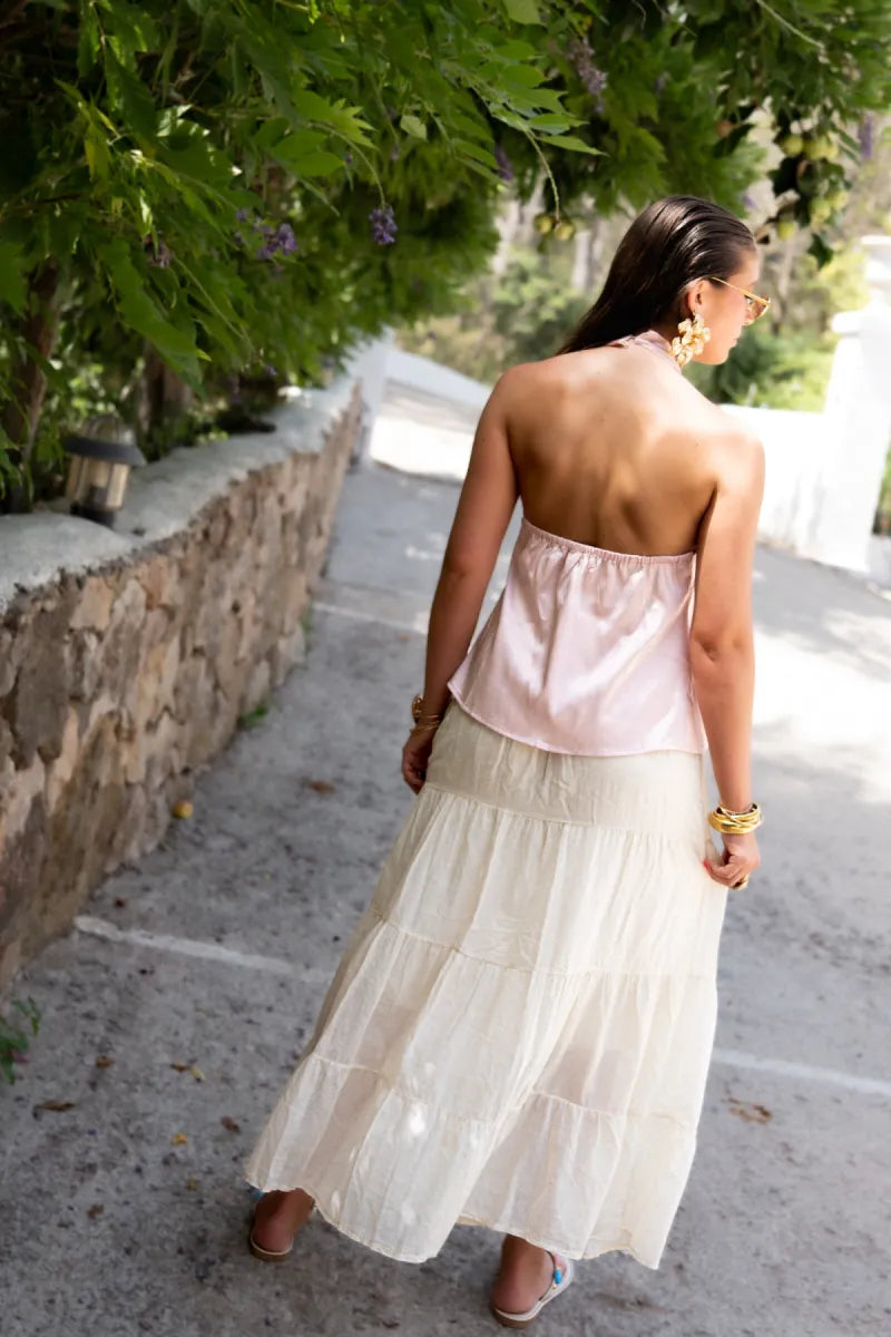 Paola Satin Top Pink|