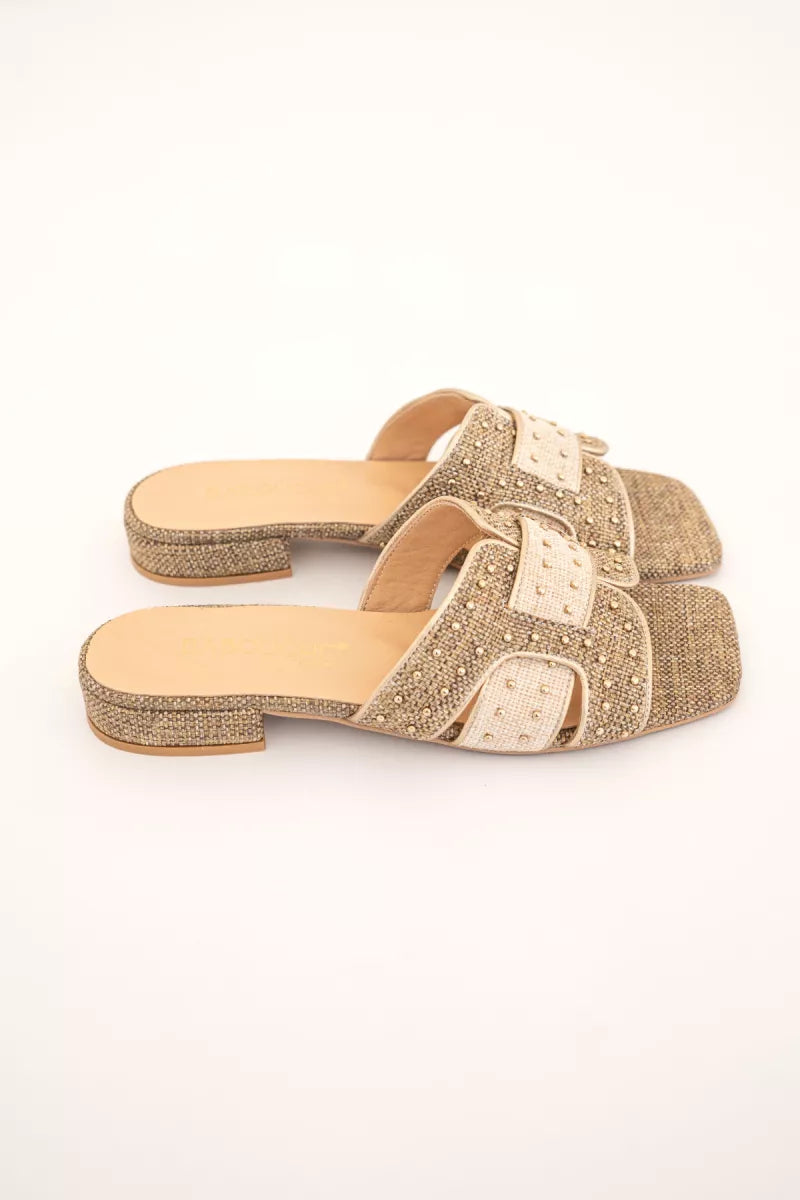 Babouche Sandal G-Joni-162 Taupe Beige Gold