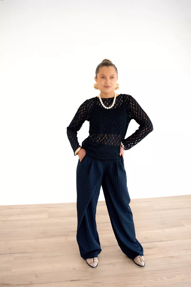 Angela Lace Top Dark Blue