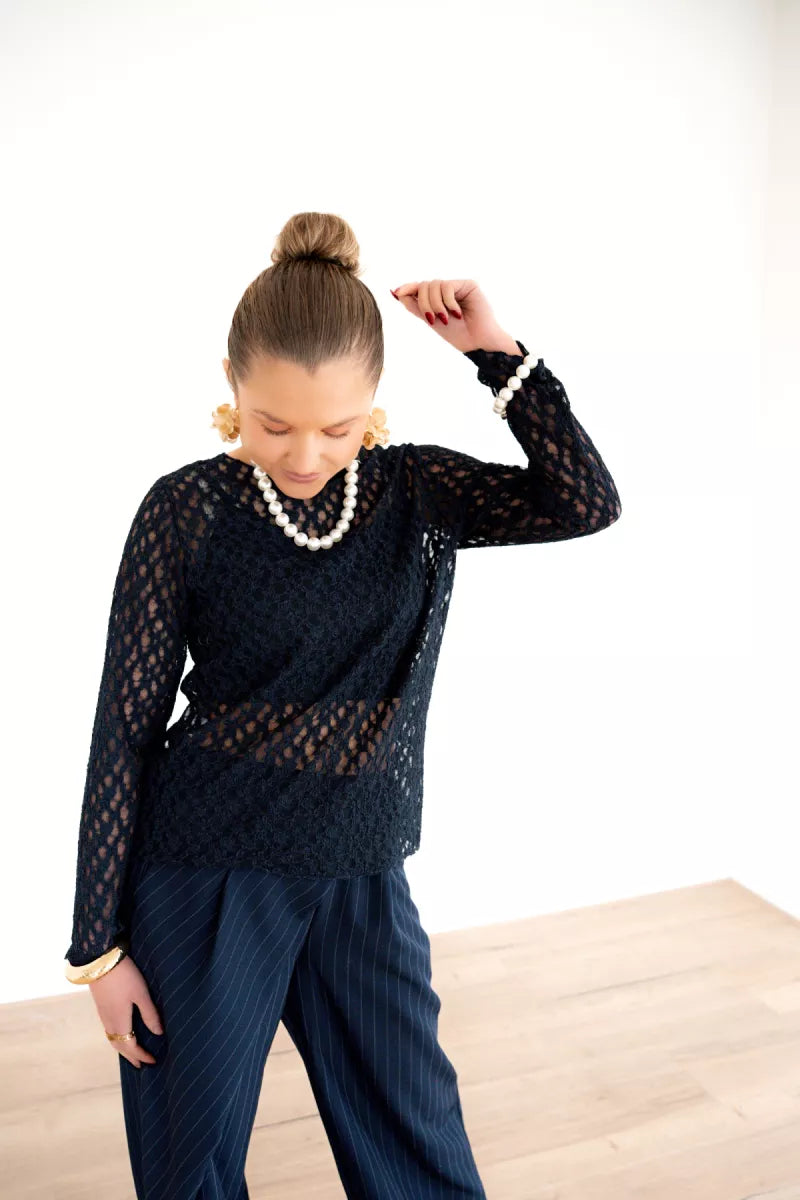 Angela Lace Top Dark Blue