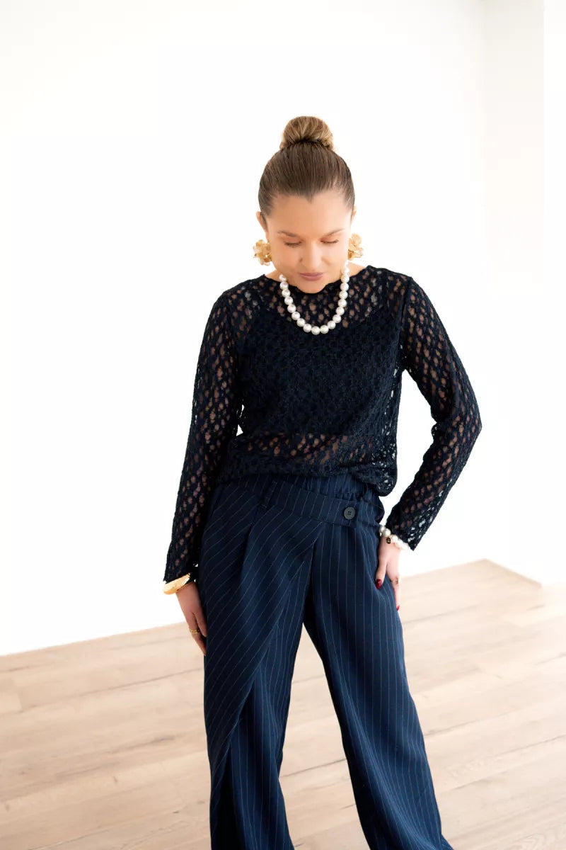 Angela Lace Top Dark Blue