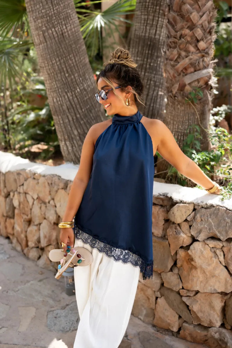 Nagira Haltertop Navy
