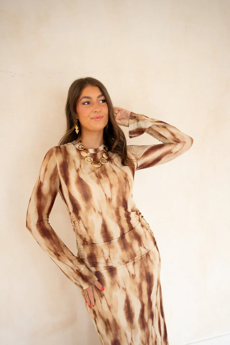 Lofty Manner Dress Isani Maxi Mesh Brown