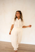  Ema Shiny Ballon Pants Creme~