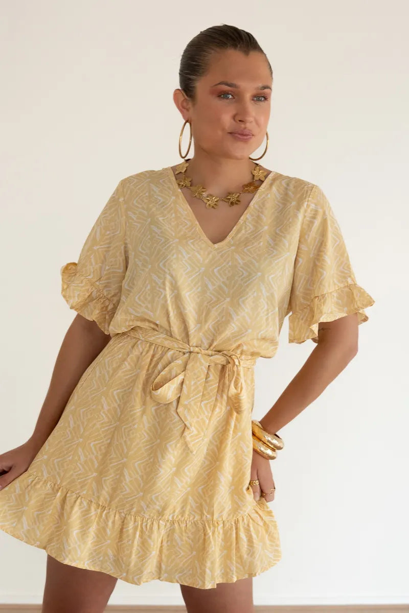  Lofty Manner Dress Kim Pyramid Gold Print