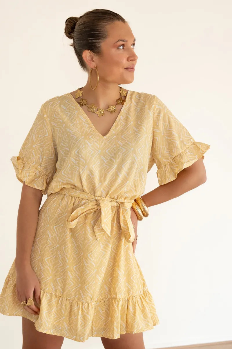  Lofty Manner Dress Kim Pyramid Gold Print