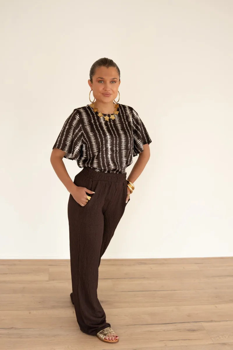  Lofty Manner Blouse Sami Brown Stripe Print