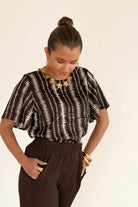  Lofty Manner Blouse Sami Brown Stripe Print