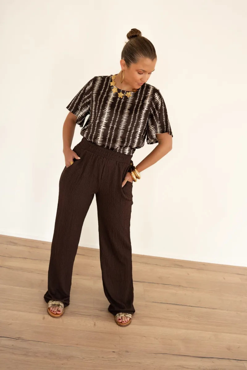  Lofty Manner Blouse Sami Brown Stripe Print