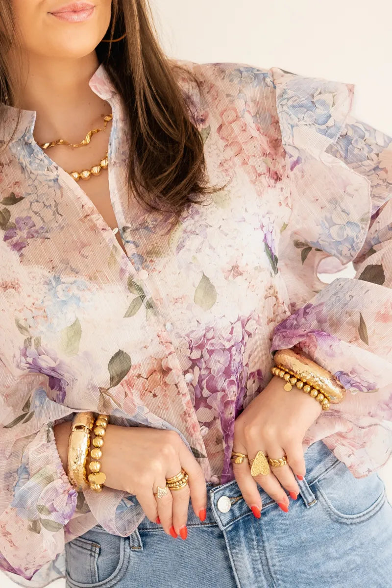  Fenna Flower Blouse Lila |