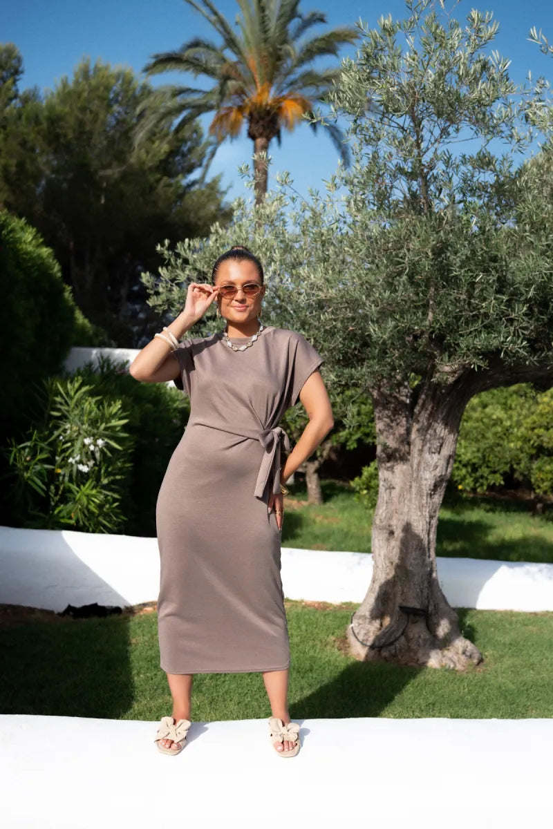  Bow Dress Taupe .