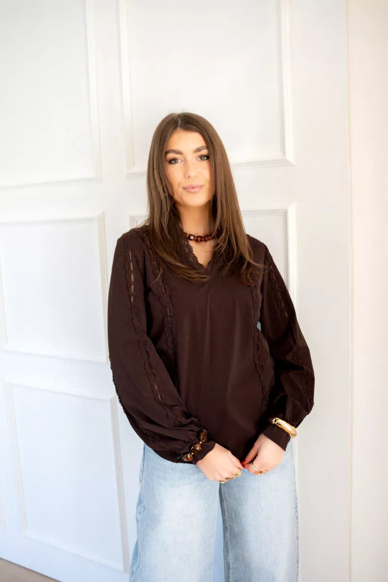  Mi Piace Top Lace Espresso