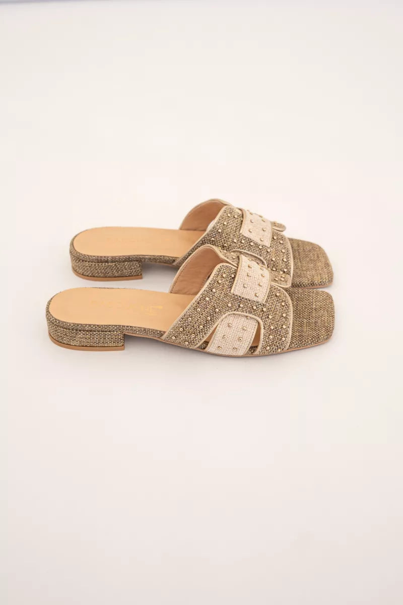  Babouche Sandal G-Joni-162 Taupe Beige Gold
