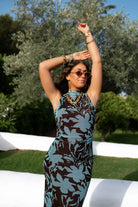  Bibi Dress New Leaf Turquoise Brown