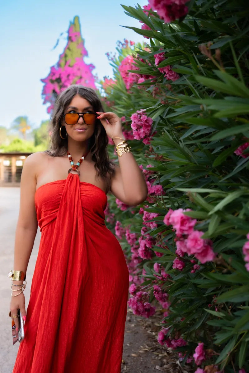  Luum Beads Dress Red