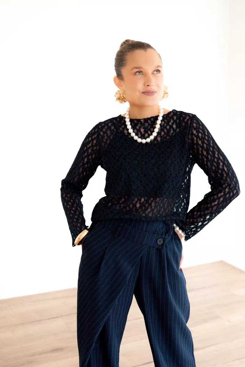  Angela Lace Top Dark Blue