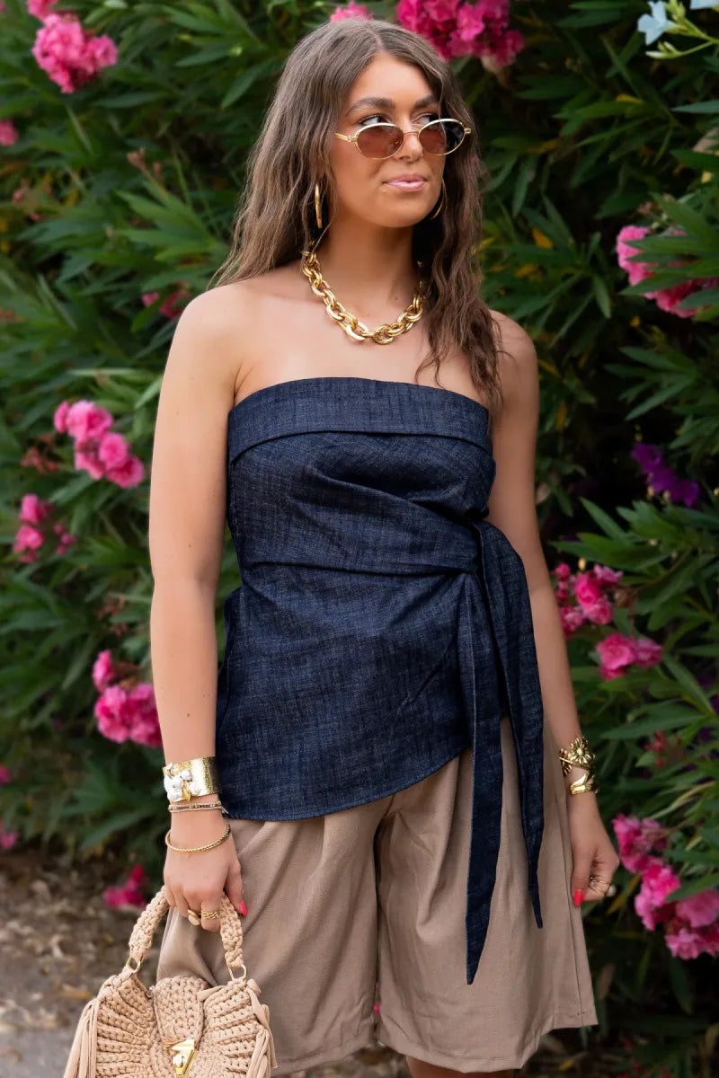  Azura Strapless Denim Top -