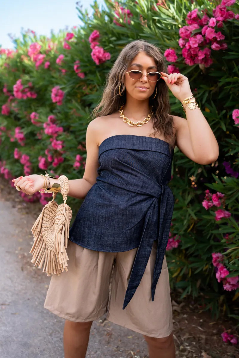  Azura Strapless Denim Top -