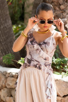  Inez Print Top Brown^