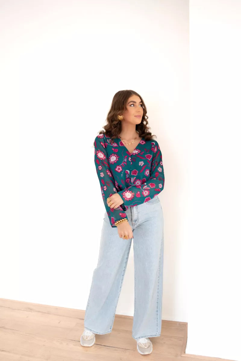 Lofty Manner Blouse Meva Silver Flower