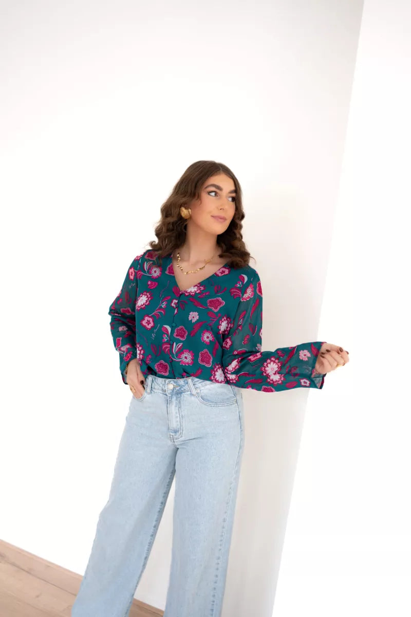  Lofty Manner Blouse Meva Silver Flower