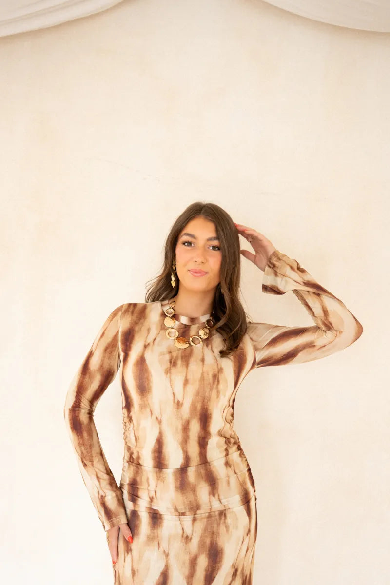  Lofty Manner Dress Isani Maxi Mesh Brown