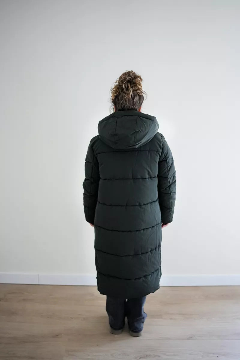  Long Puffer Coat Dark Green