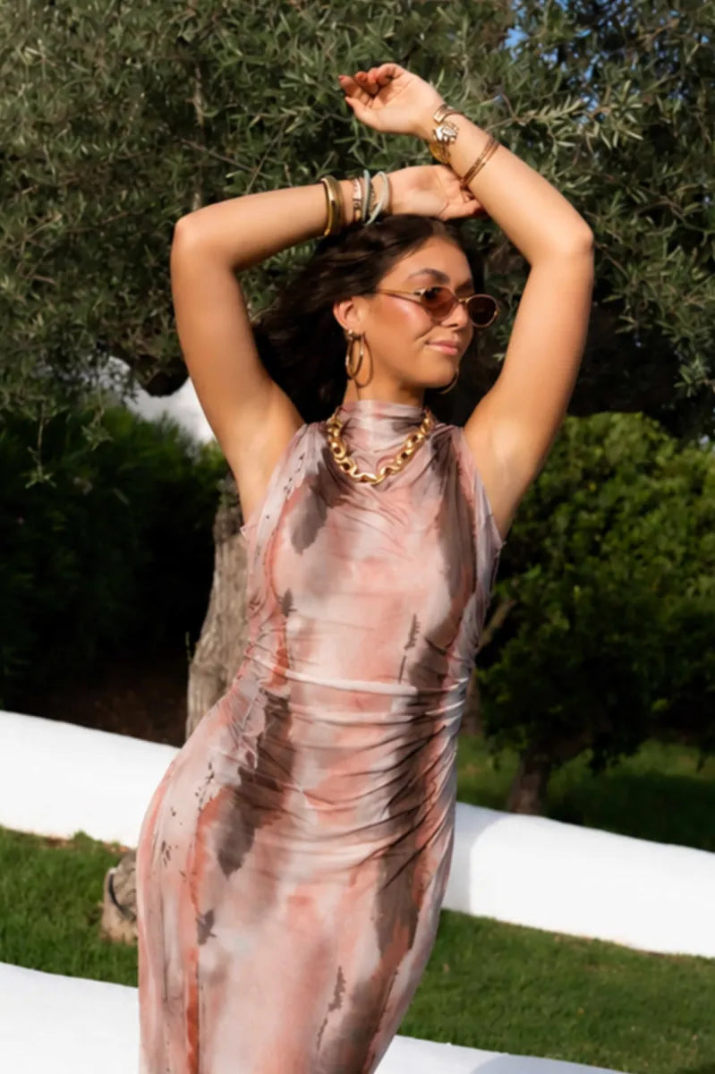  Bibi Dress Tie Dye Brown Blush